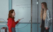 Mrs Géquil (Isabelle Huppert) and her student (Roxane Arnal) in the Faraday Cage
